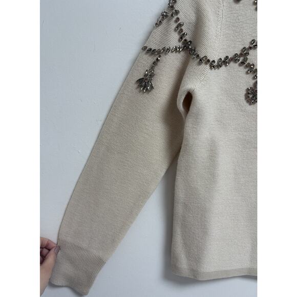 Sachin and Babi Charmaine Knit Embellished Merino Wool Sweater Honey XS NWT - Picture 9 of 11